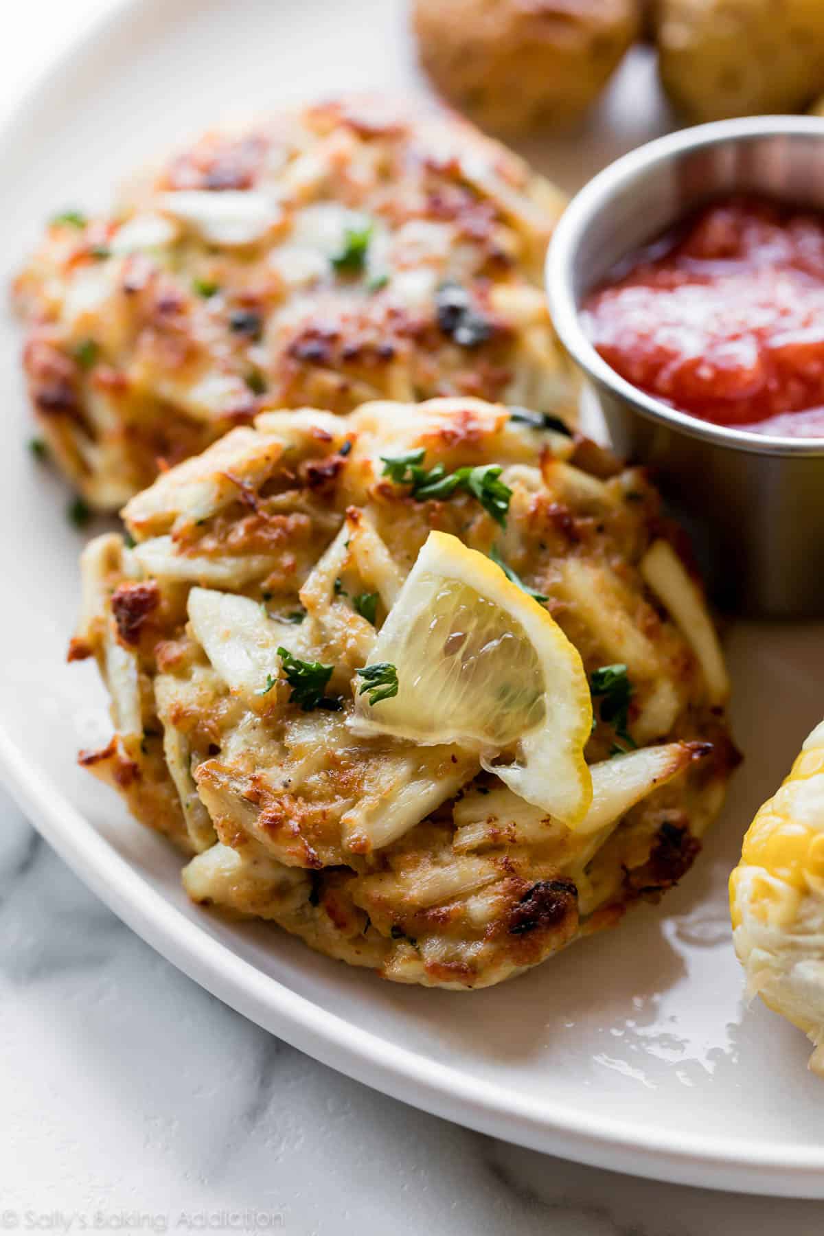 European-style crab cakes